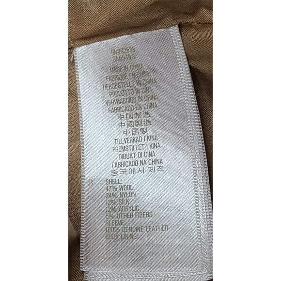 Fossil Mens Medium Bomber Jacket Brown Snap Up Full Zip Wool Silk Nylon C1 - Picture 5 of 8